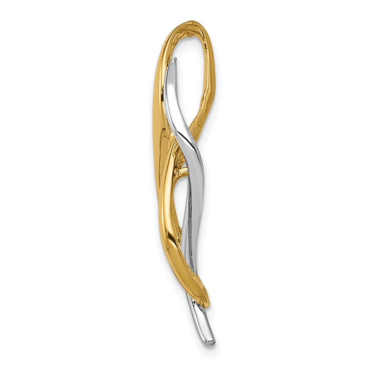 14K White, Yellow Gold Polished Finish Solid Swirl Design Omega Slide Pendant