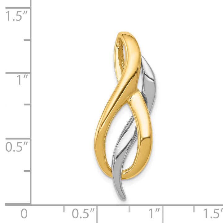 14K White, Yellow Gold Polished Finish Solid Swirl Design Omega Slide Pendant