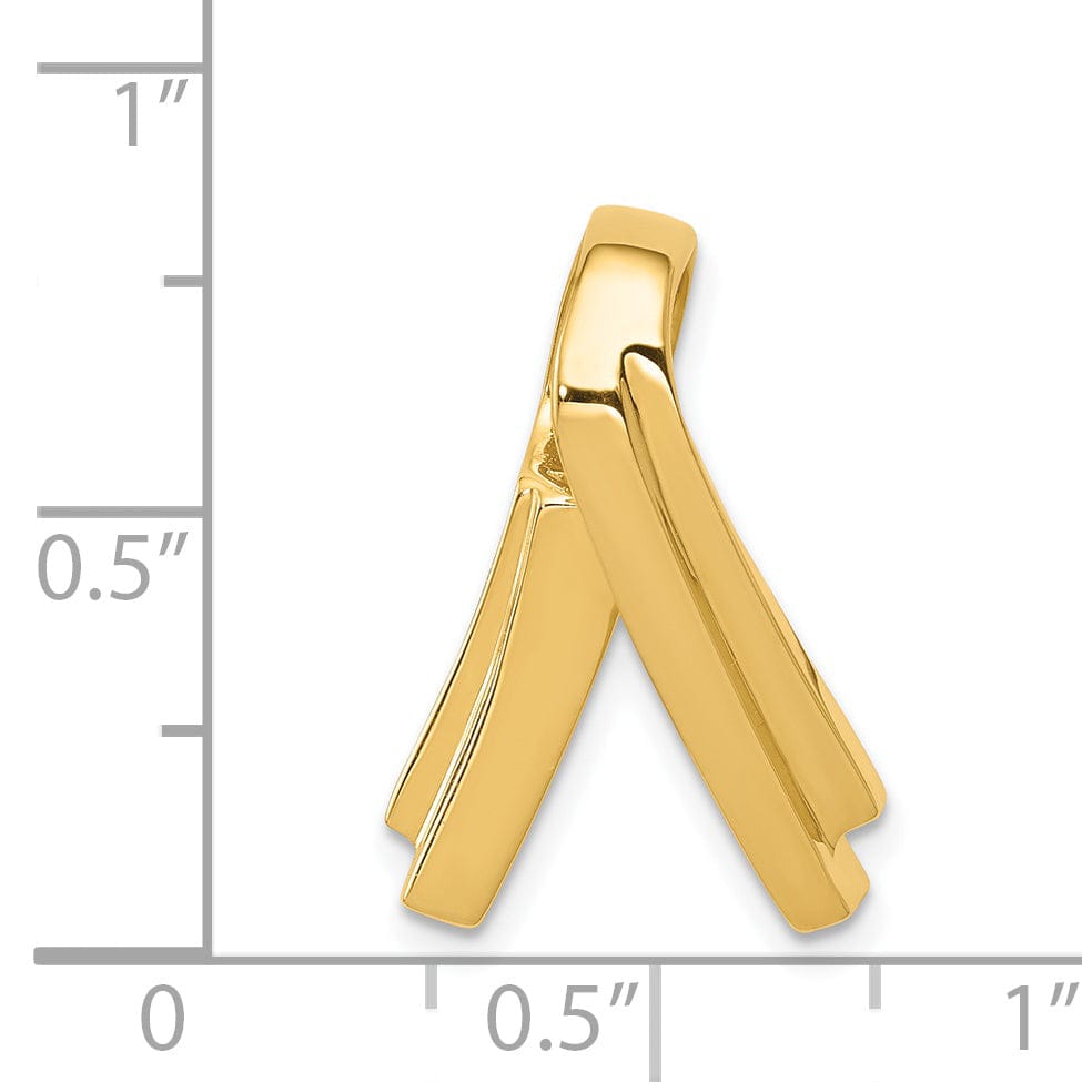 14k Yellow Gold Fancy Ridge Design Shape Omega Slide Pendant