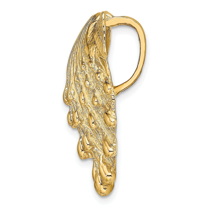14K Yellow Gold Solid Polished Textured Finish Lions Paw Sea Shell Slide Pendant Fits up to 10mm Fancy Omega