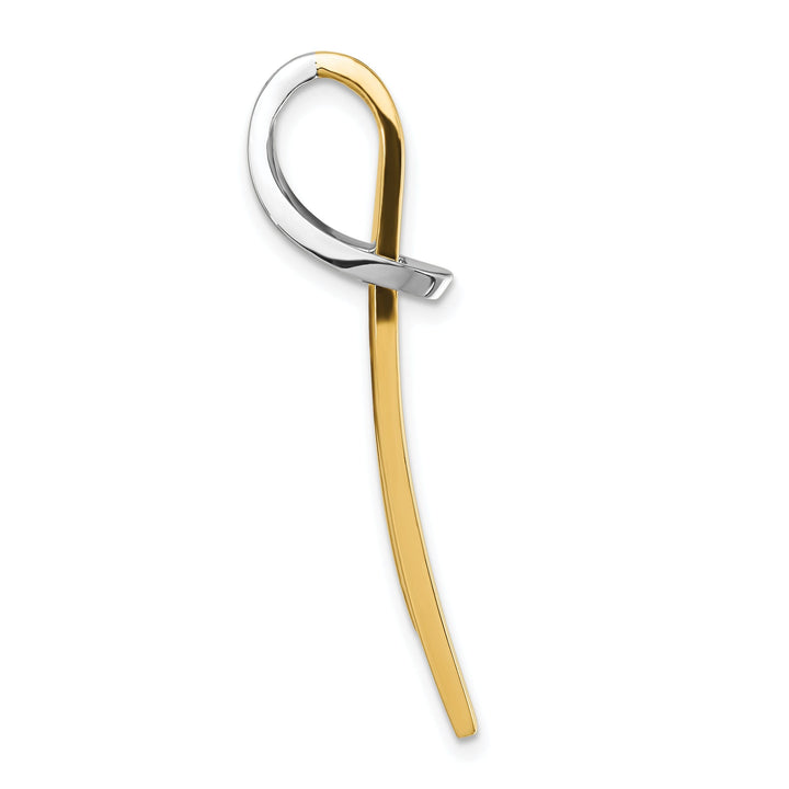 14k Two Tone Gold Polished Finish Fancy Knot Design Slide Pendant fits upto 8 mm Omega