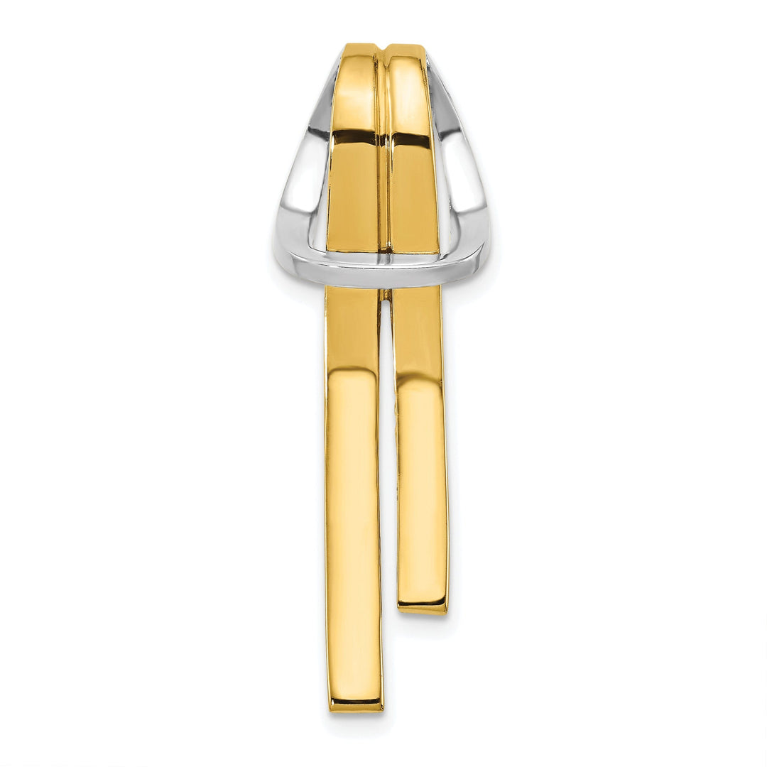14k Two Tone Gold Polished Finish Fancy Knot Design Slide Pendant fits upto 8 mm Omega