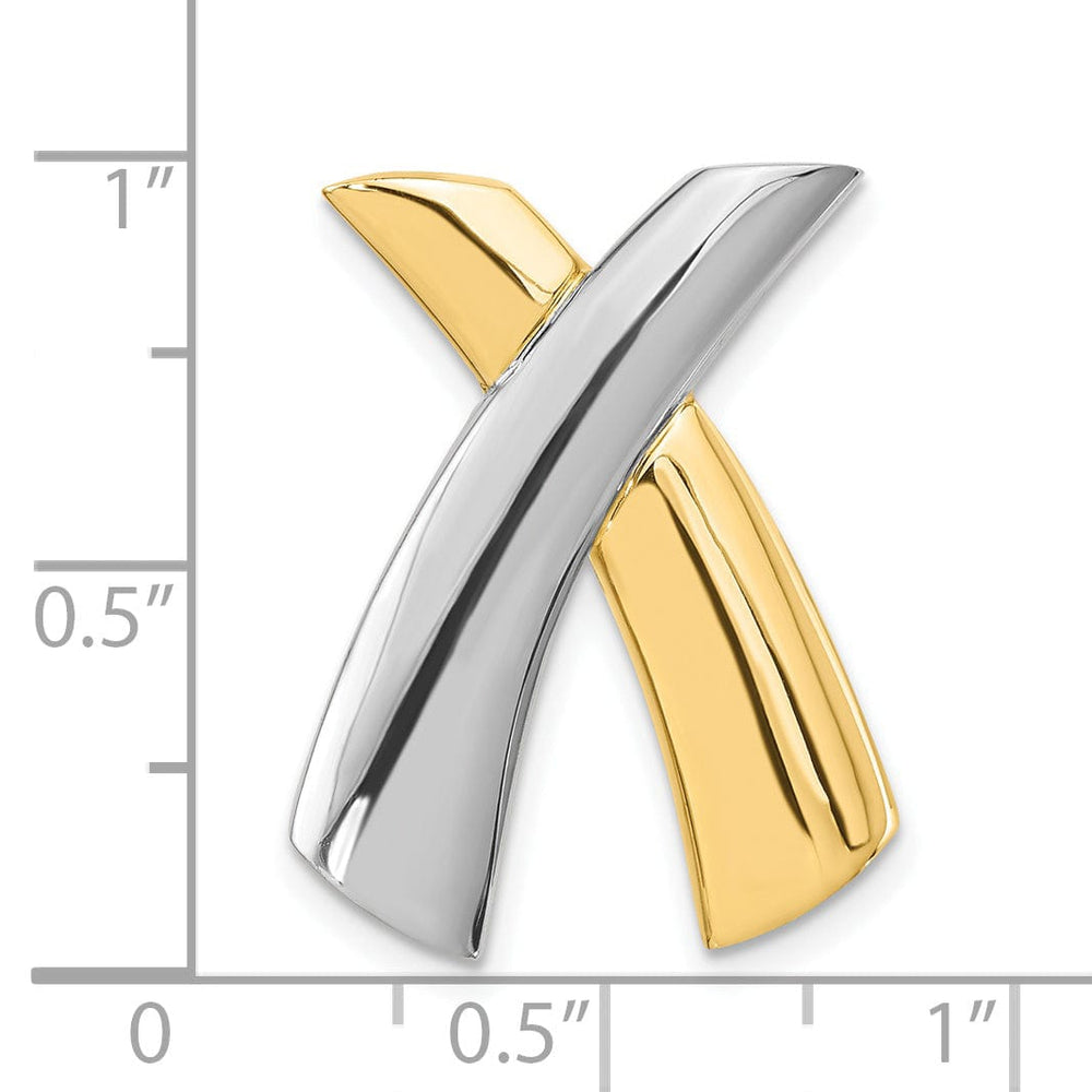 14k Yellow, White Gold Solid Polished Finish X Shape Design Slide Pendant fits upto 10 mm Omega