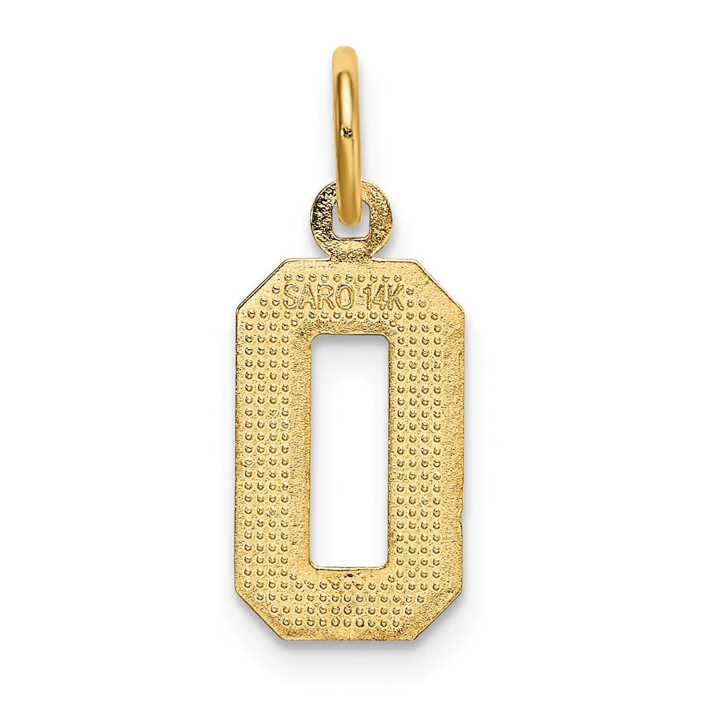 14k Yellow Gold Polished Diamond Cut Finish Small Size Number 0 Charm Pendant