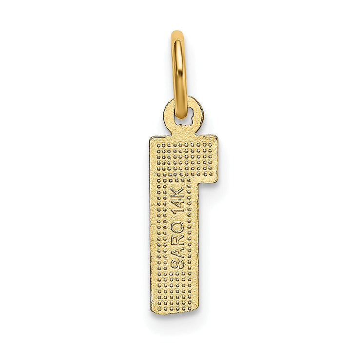 14k Yellow Gold Polished Diamond Cut Finish Small Size Number 1 Charm Pendant