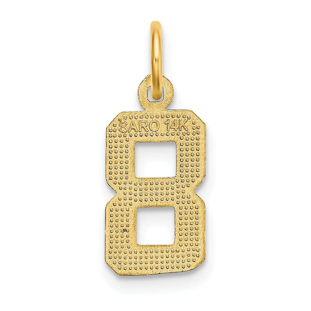 14k Yellow Gold Polished Diamond Cut Finish Small Size Number 8 Charm Pendant