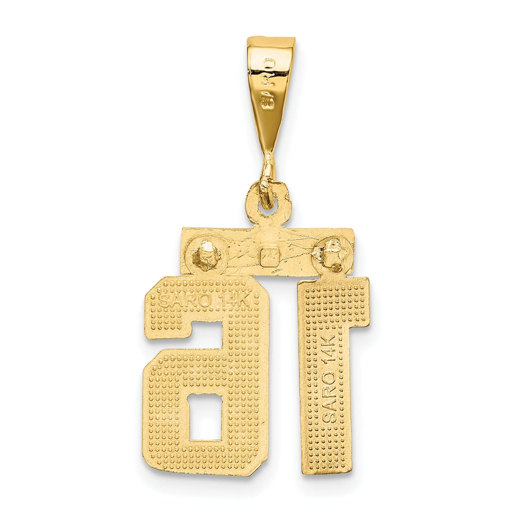 14k Yellow Gold Polished Diamond Cut Finish Small Size Number 16 Charm Pendant