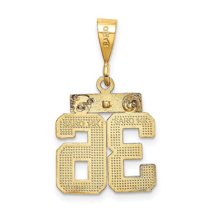 14k Yellow Gold Polished Diamond Cut Finish Small Size Number 36 Charm Pendant