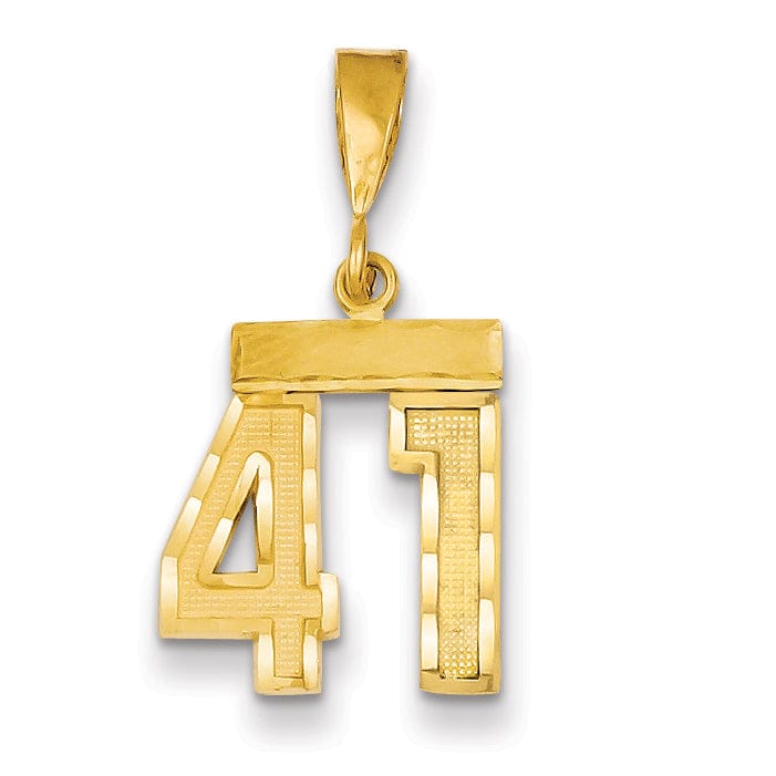 14k Yellow Gold Polished Diamond Cut Finish Small Size Number 41 Charm Pendant