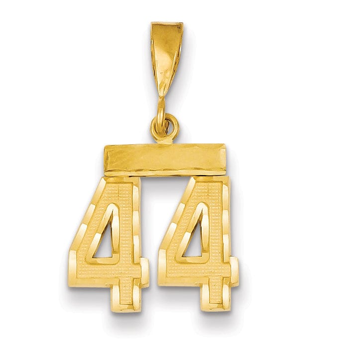 14k Yellow Gold Polished Diamond Cut Finish Small Size Number 44 Charm Pendant
