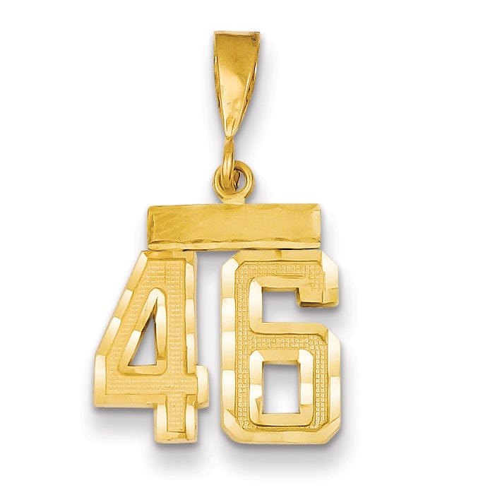 14k Yellow Gold Polished Diamond Cut Finish Small Size Number 46 Charm Pendant