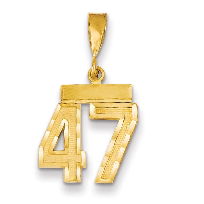 14k Yellow Gold Polished Diamond Cut Finish Small Size Number 47 Charm Pendant