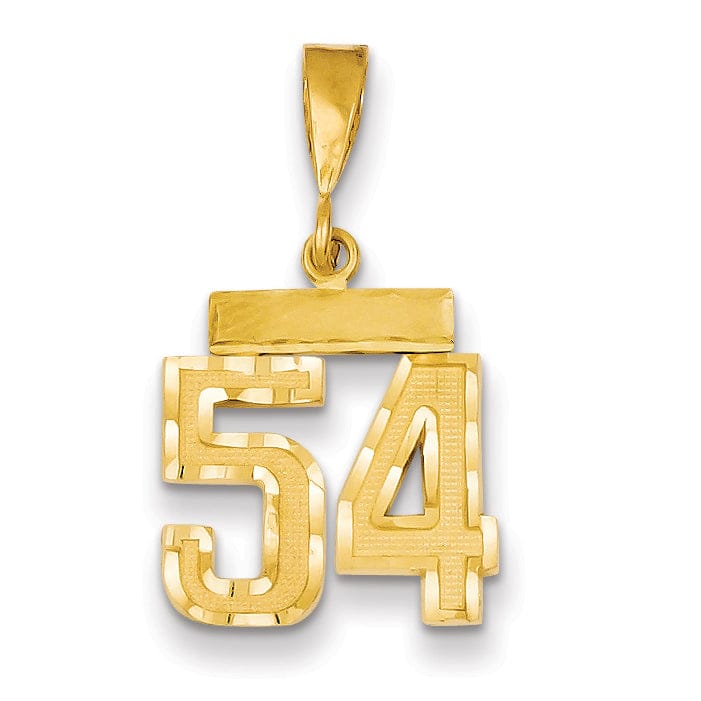 14k Yellow Gold Polished Diamond Cut Finish Small Size Number 54 Charm Pendant