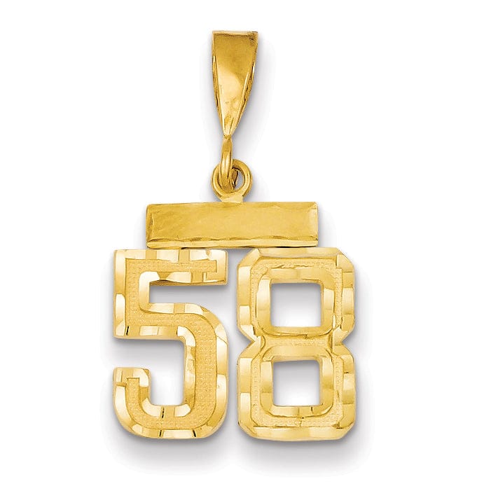 14k Yellow Gold Polished Diamond Cut Finish Small Size Number 58 Charm Pendant