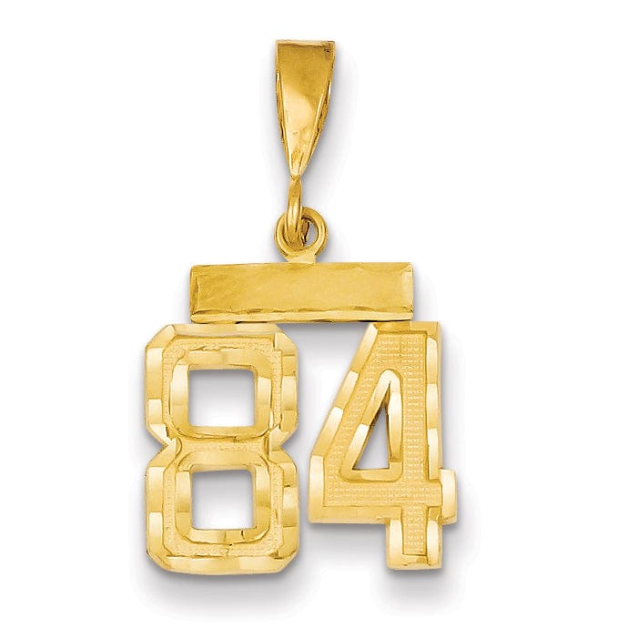 14k Yellow Gold Polished Diamond Cut Finish Small Size Number 84 Charm Pendant
