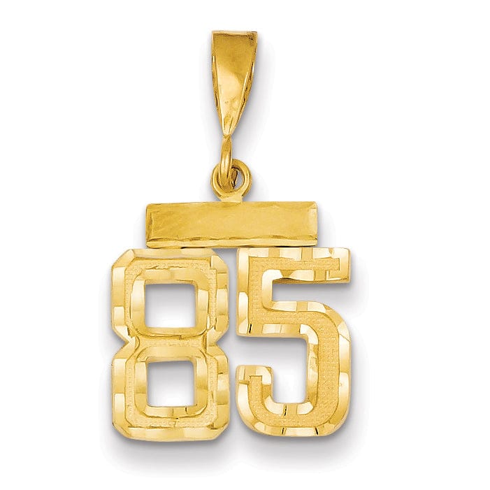 14k Yellow Gold Polished Diamond Cut Finish Small Size Number 85 Charm Pendant