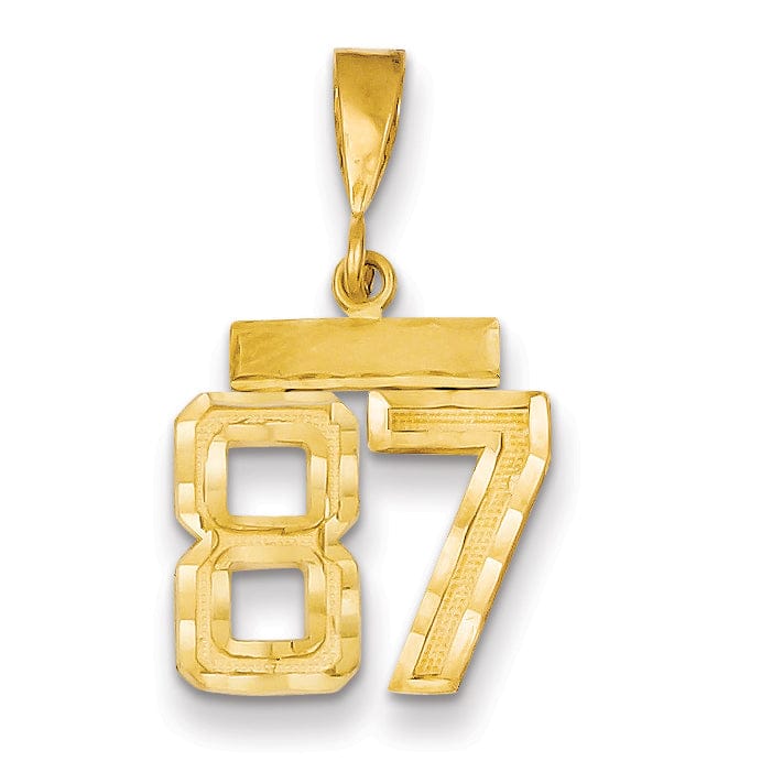 14k Yellow Gold Polished D.C Finish Small Size Number 87 Pendant