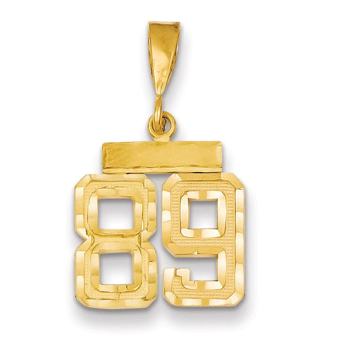 14k Yellow Gold Polished Diamond Cut Finish Small Size Number 89 Charm Pendant