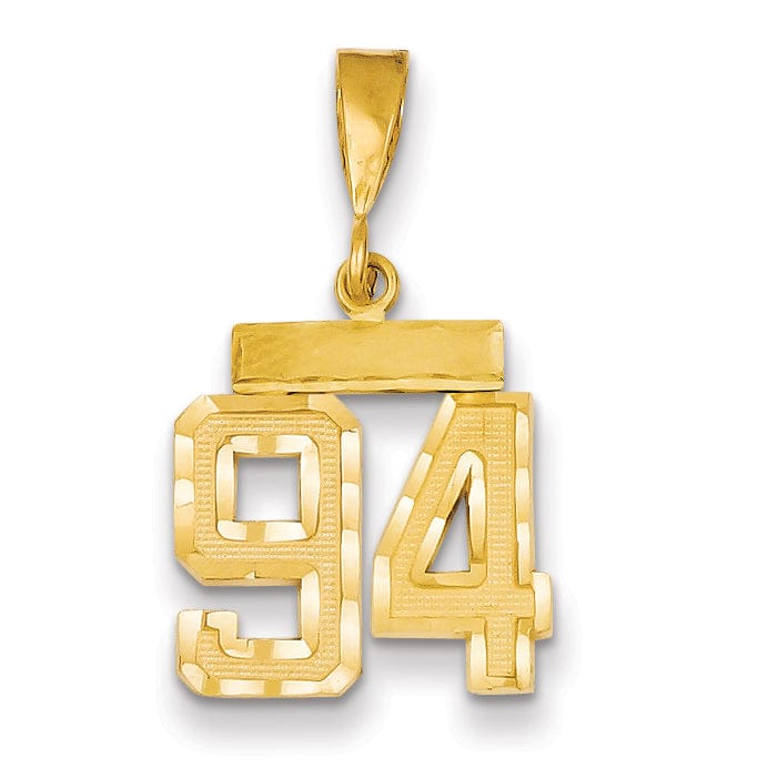14k Yellow Gold Polished Diamond Cut Finish Small Size Number 94 Charm Pendant