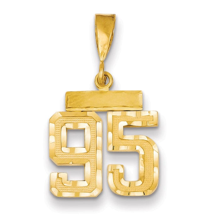 14k Yellow Gold Polished Diamond Cut Finish Small Size Number 95 Charm Pendant