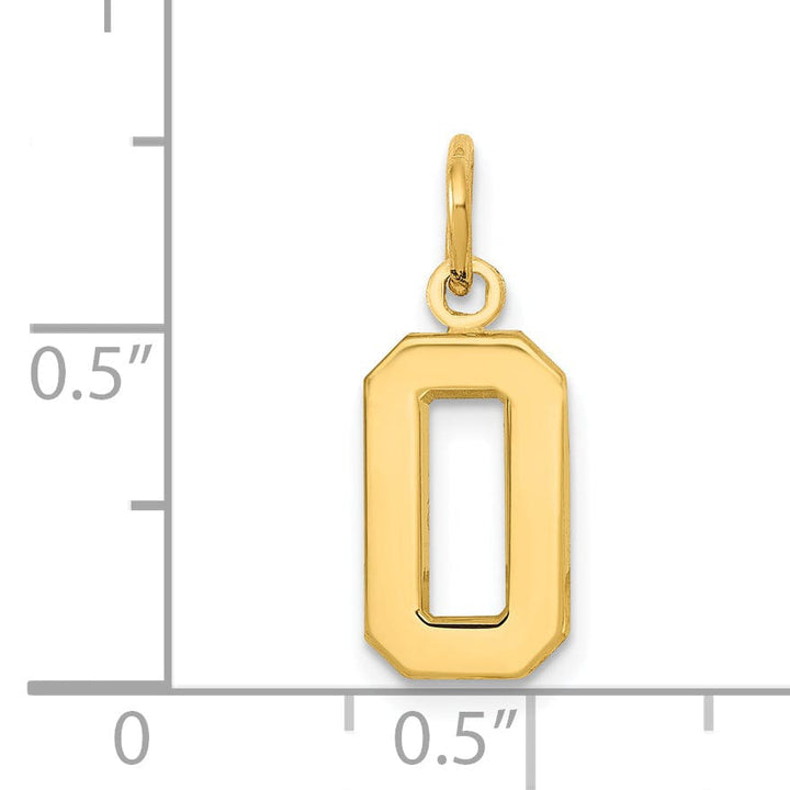 14k Yellow Gold Polished Finished Small Size Number 0 Charm Pendant