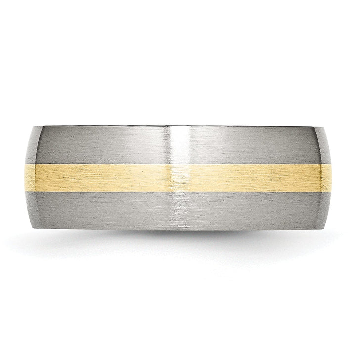 Stainless Steel 14k Gold Inlay 8MM Satin Band
