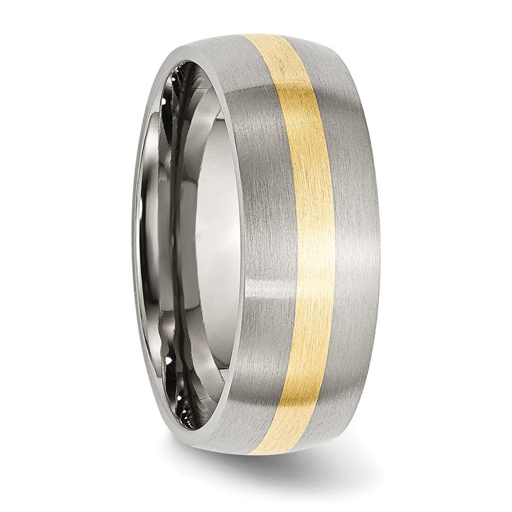 Stainless Steel 14k Gold Inlay 8MM Satin Band