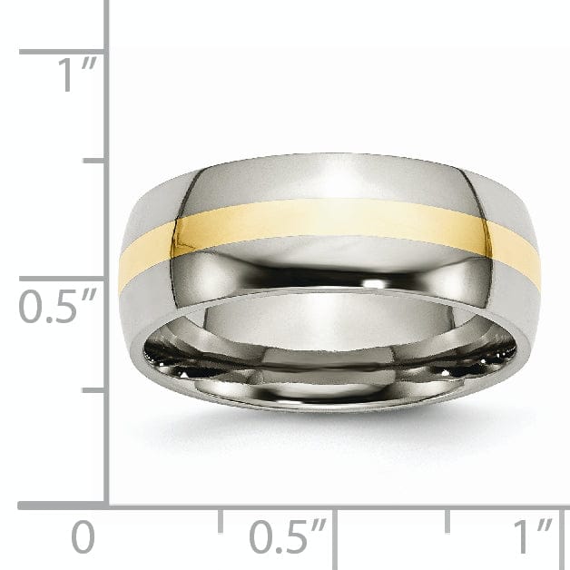 Stainless Steel and 14k Gold Inlay Polished Band