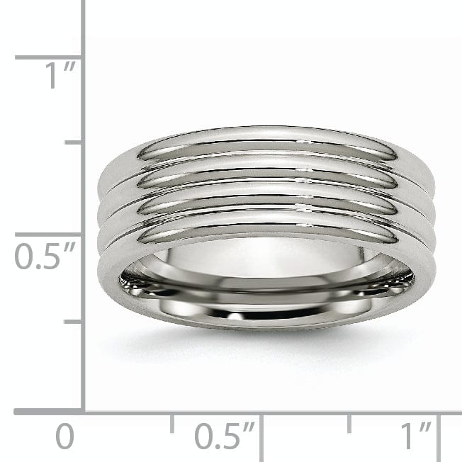 Stainless Steel Grooved 8MM Polished Band