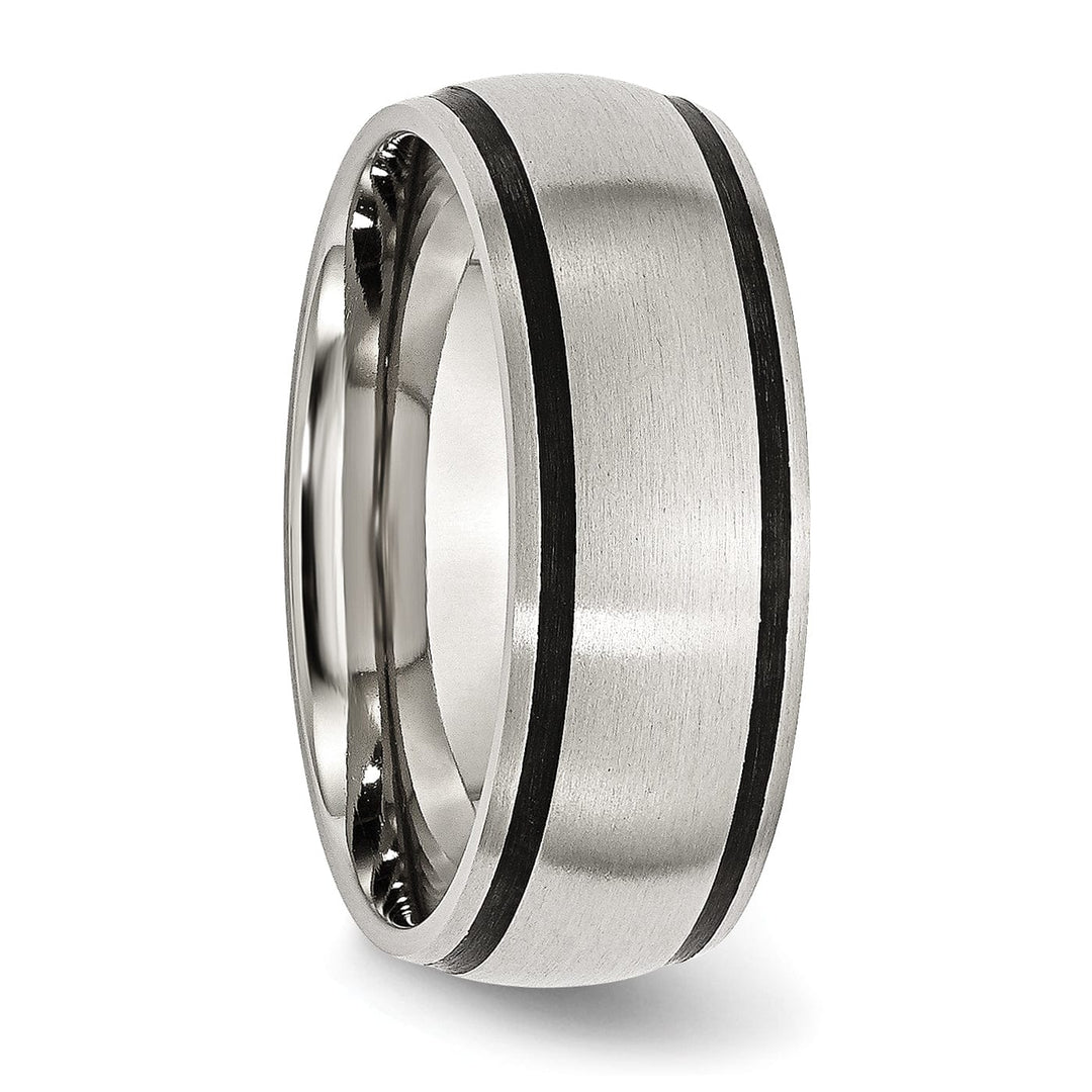 Stainless Steel Black Accent 8MM Satin Band