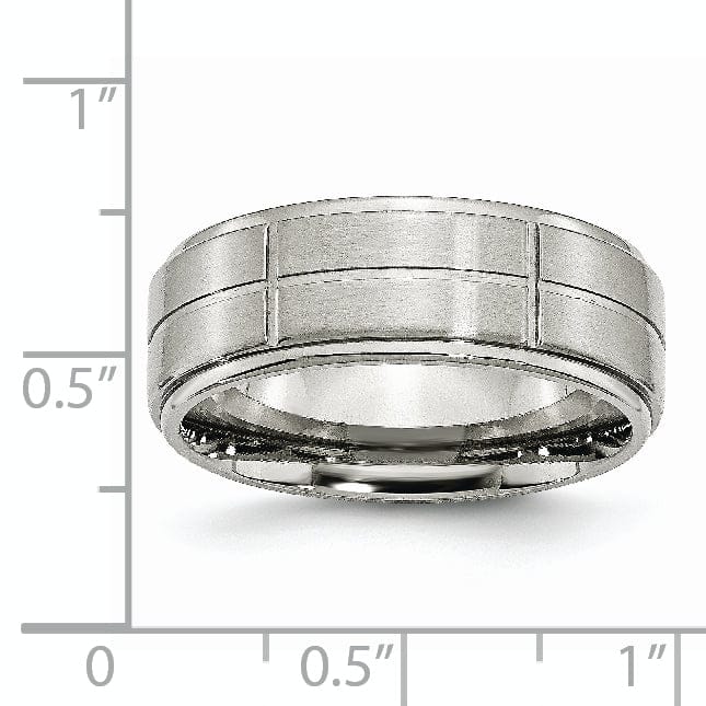 Stainless Steel Grooved 8MM Satin Polished Band