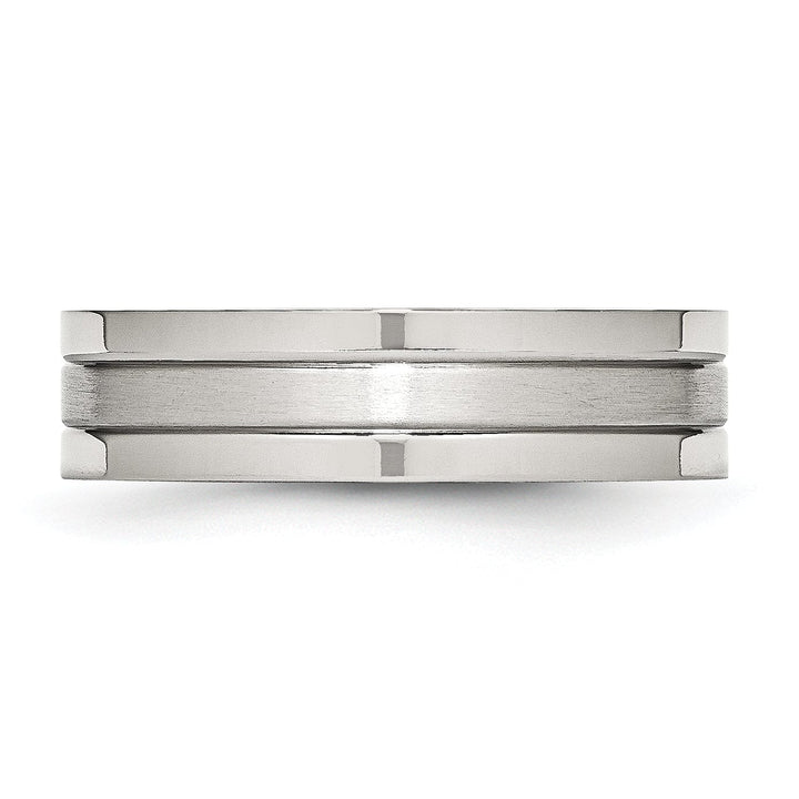 Stainless Steel Flat Satin Polished Grooved Band