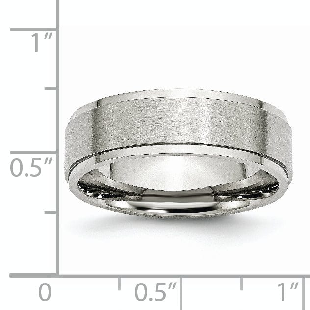 Stainless Steel Ridged Edge 7MM Ring