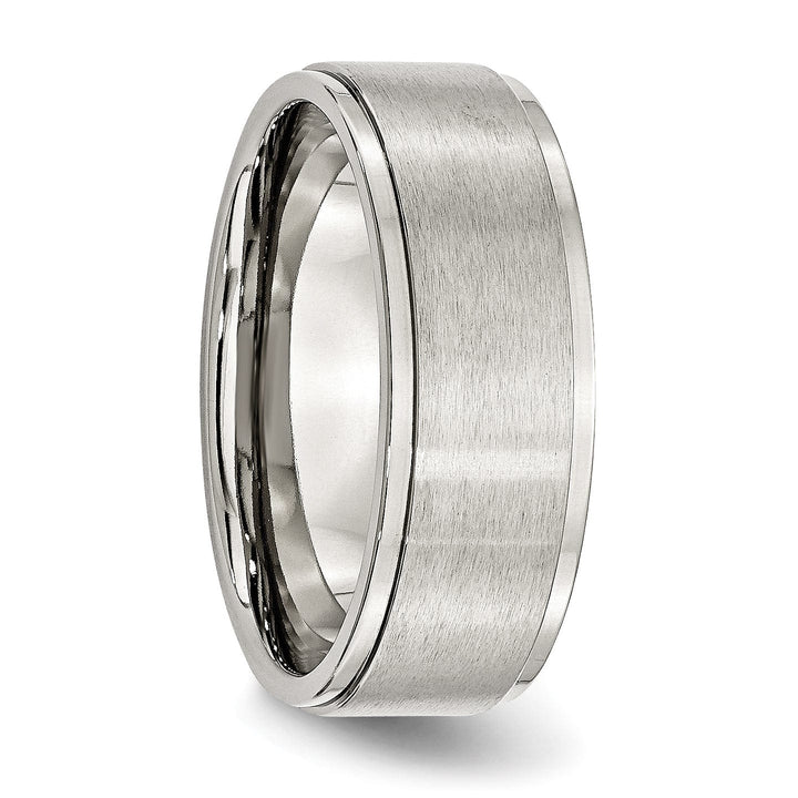 Stainless Steel Ridged Edge 8MM Ring
