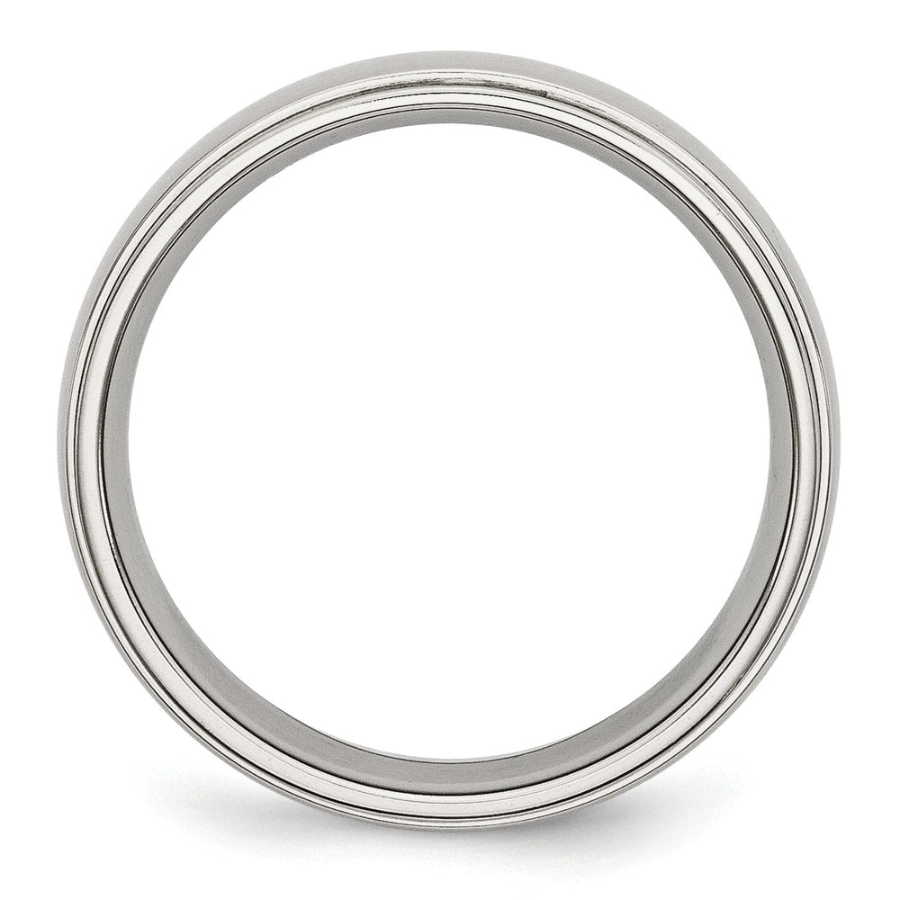 Stainless Steel Unisex Ridged Edge 6MM Ring