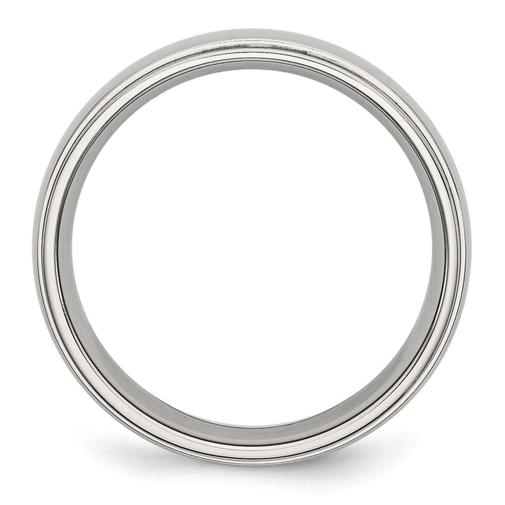 Stainless Steel Unisex Ridged Edge 6MM Ring