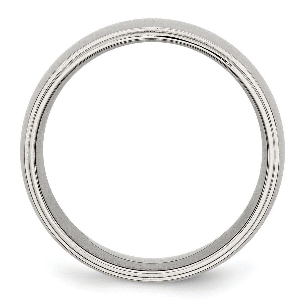 Stainless Steel Ridged Edge 8MM Unisex Ring