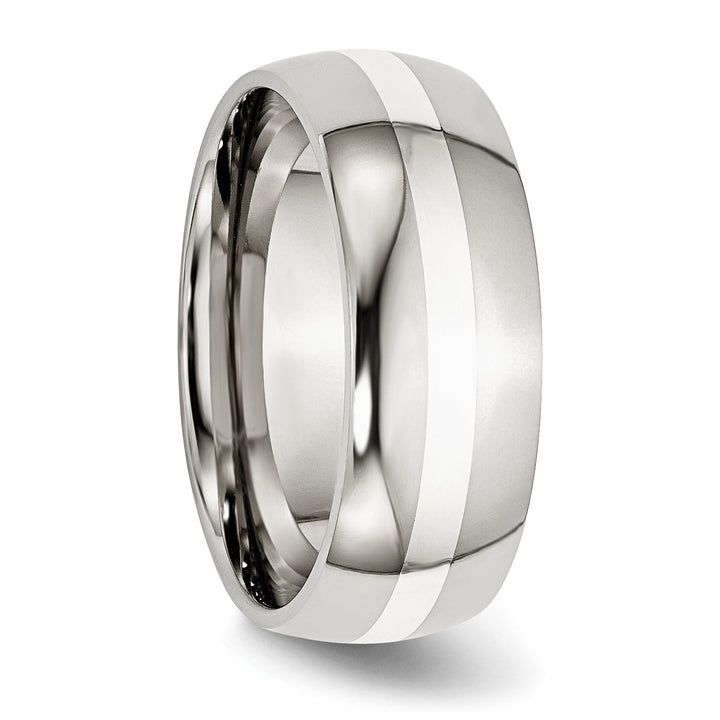 Stainless Steel Silver Inlay 6MM Unisex Ring