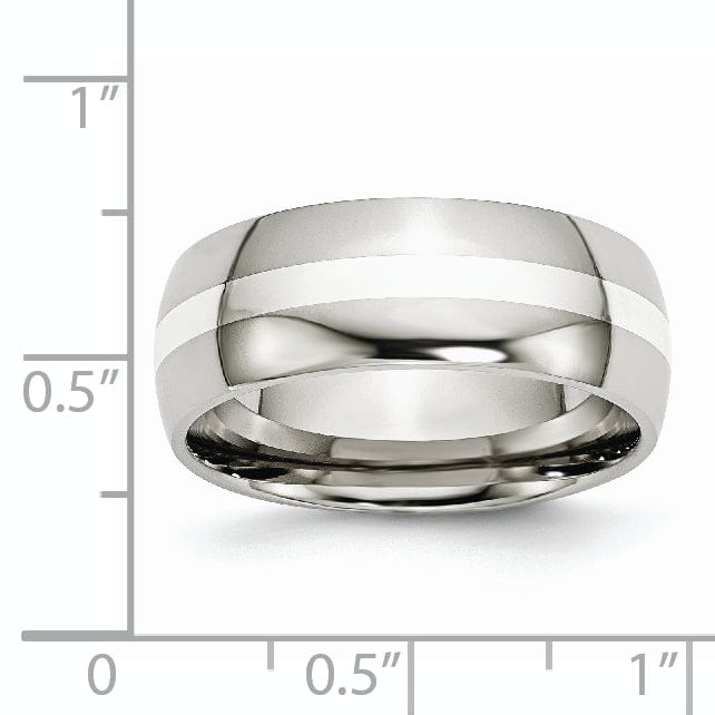 Stainless Steel Silver Inlay 6MM Unisex Ring