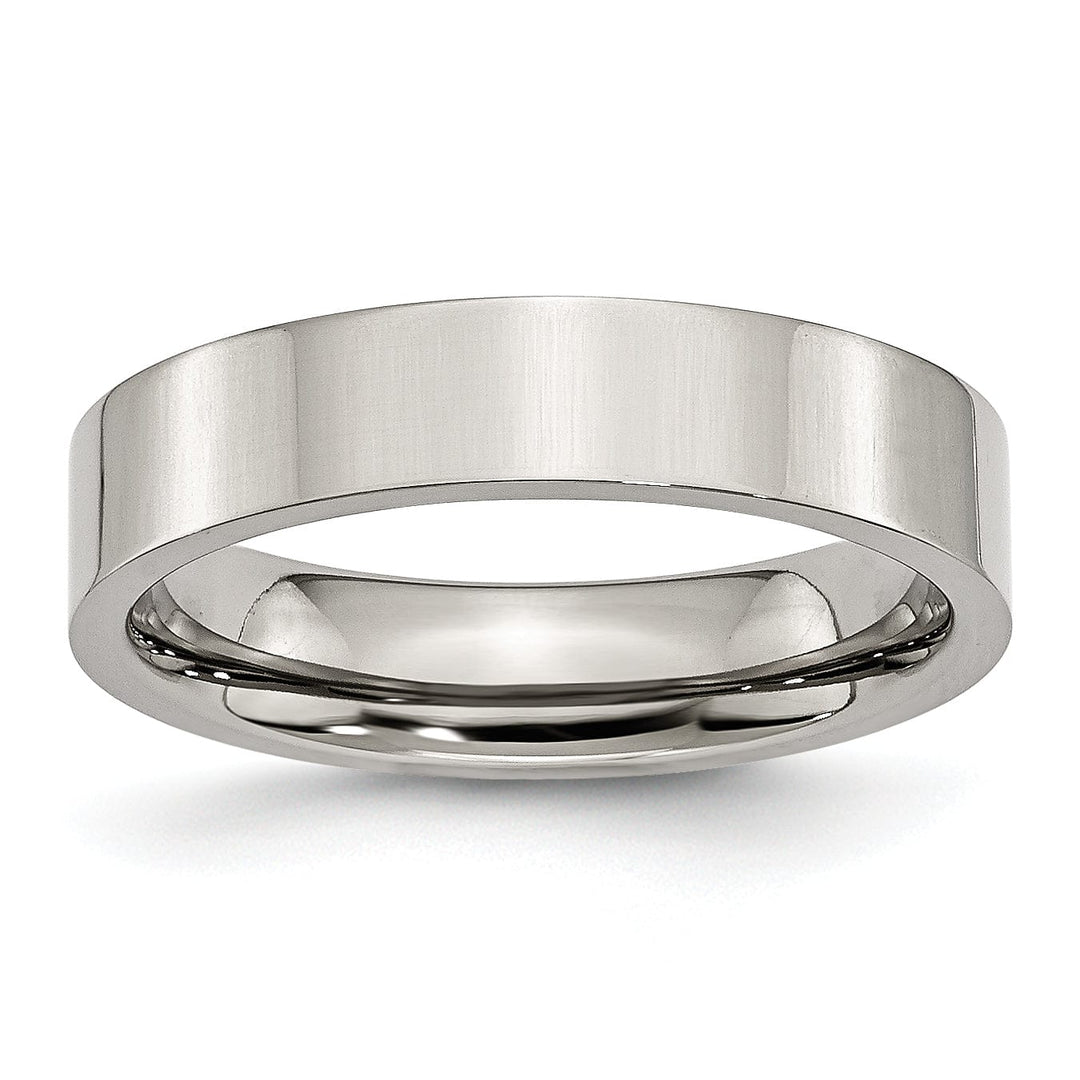 Stainless Steel Flat Polished 5MM Unisex Ring
