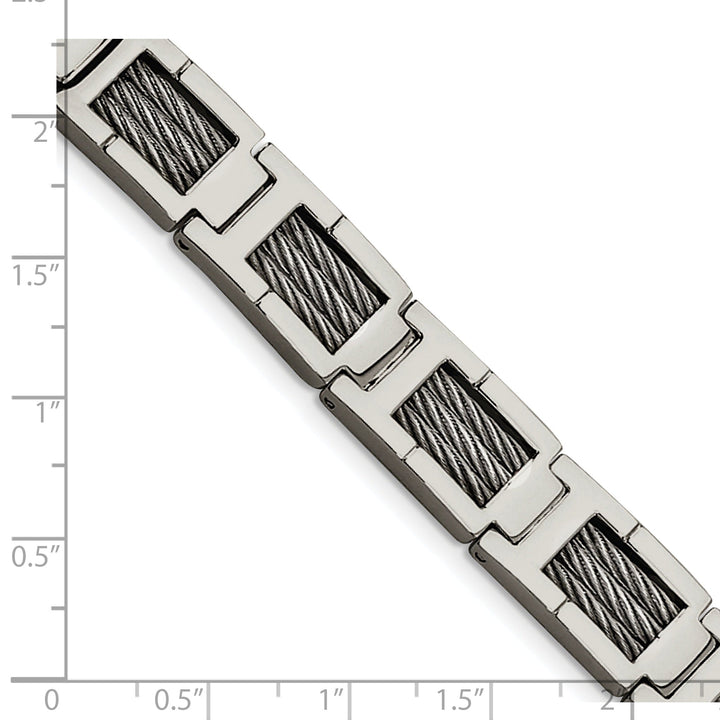Stainless Steel Grey Cable Fold Over Bracelet