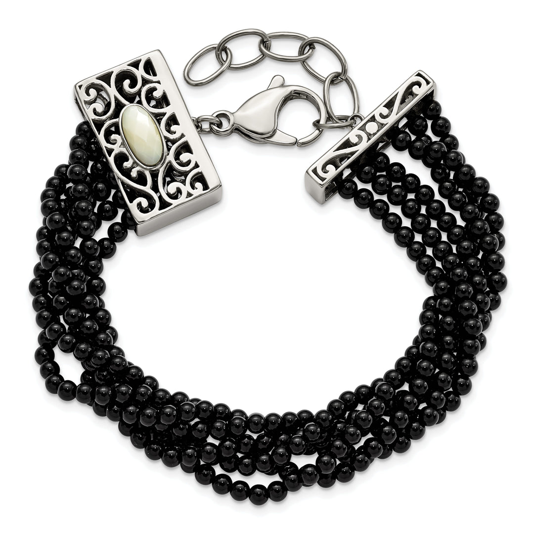 Stainless Steel MOP Black Onyx Bracelet