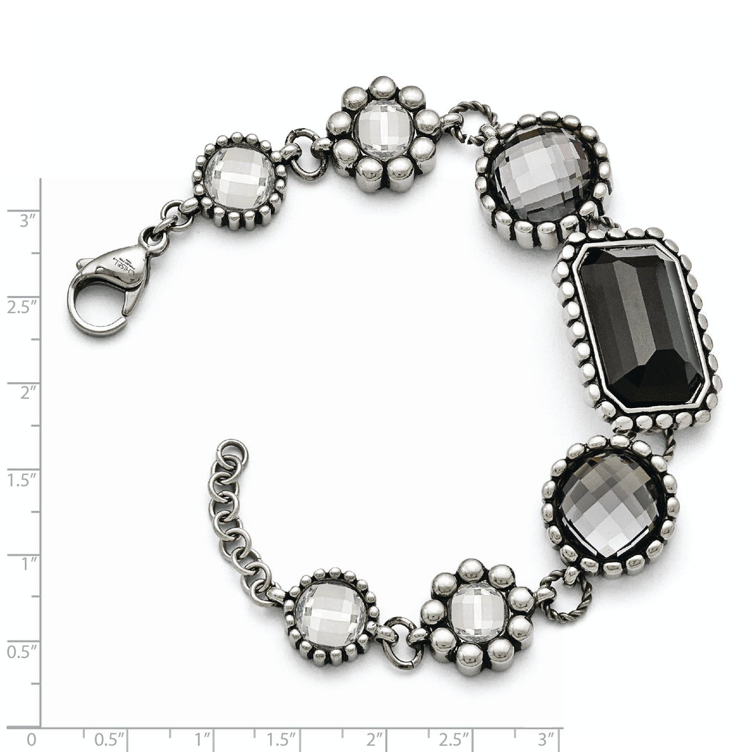 Stainless Steel Antiqued Glass Bracelet