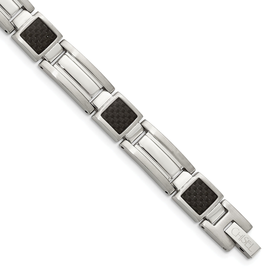 Stainless Steel Black Carbon Fiber Bracelet