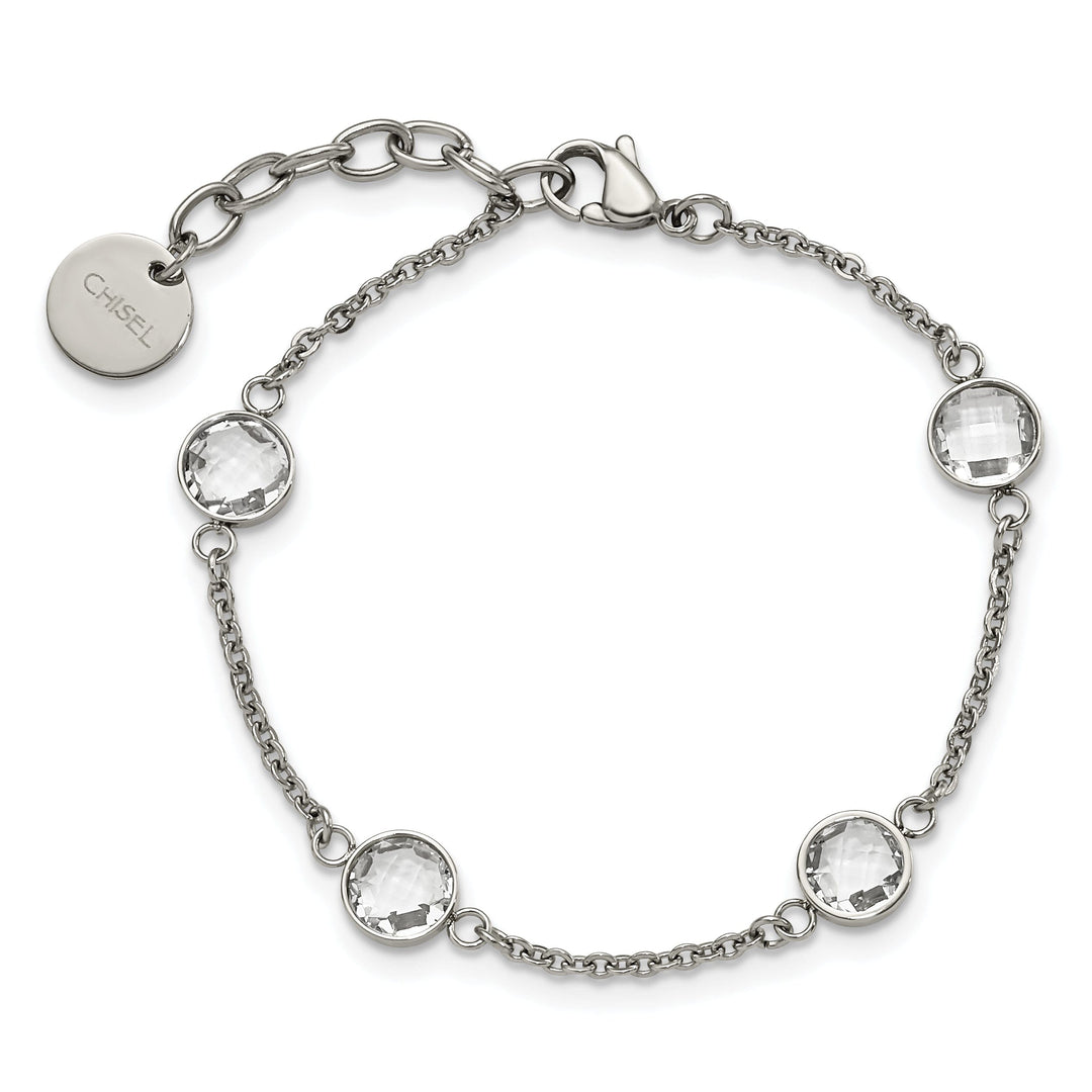 Stainless Steel Polished with Glass Bracelet