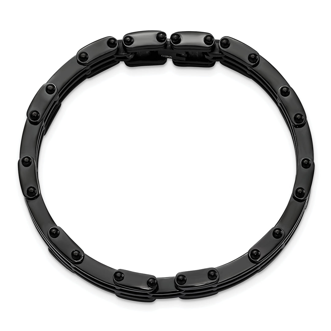 Stainless Steel Black Plated Fold Over Bracelet