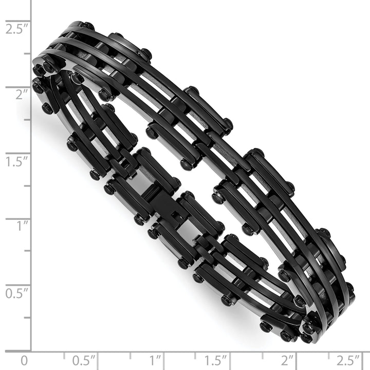 Stainless Steel Black Plated Fold Over Bracelet
