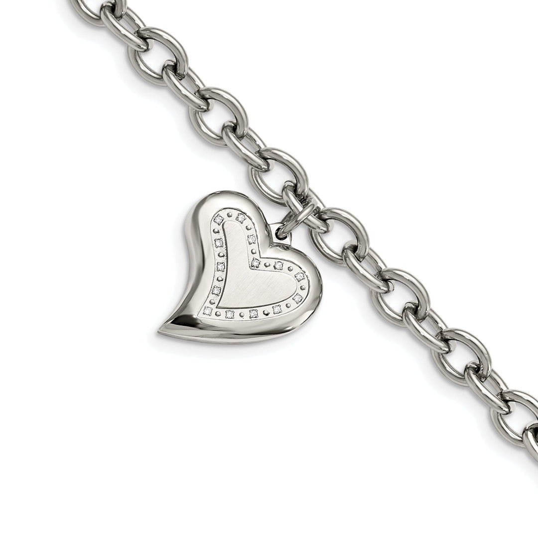 Stainless Steel Heart Charm Fancy Bracelet