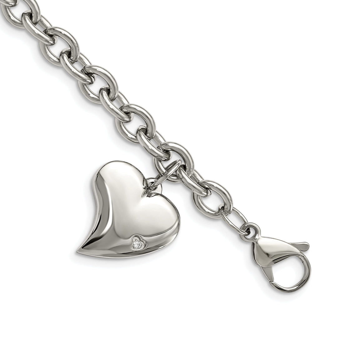 Stainless Steel Heart Charm Fancy Bracelet