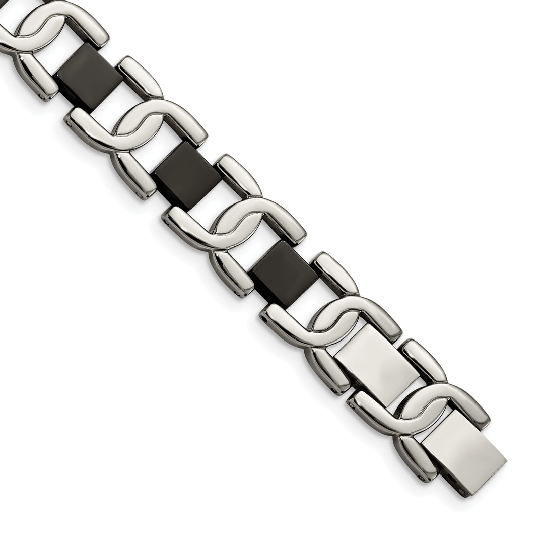Stainless Steel Black Color Accent Fancy Bracelet